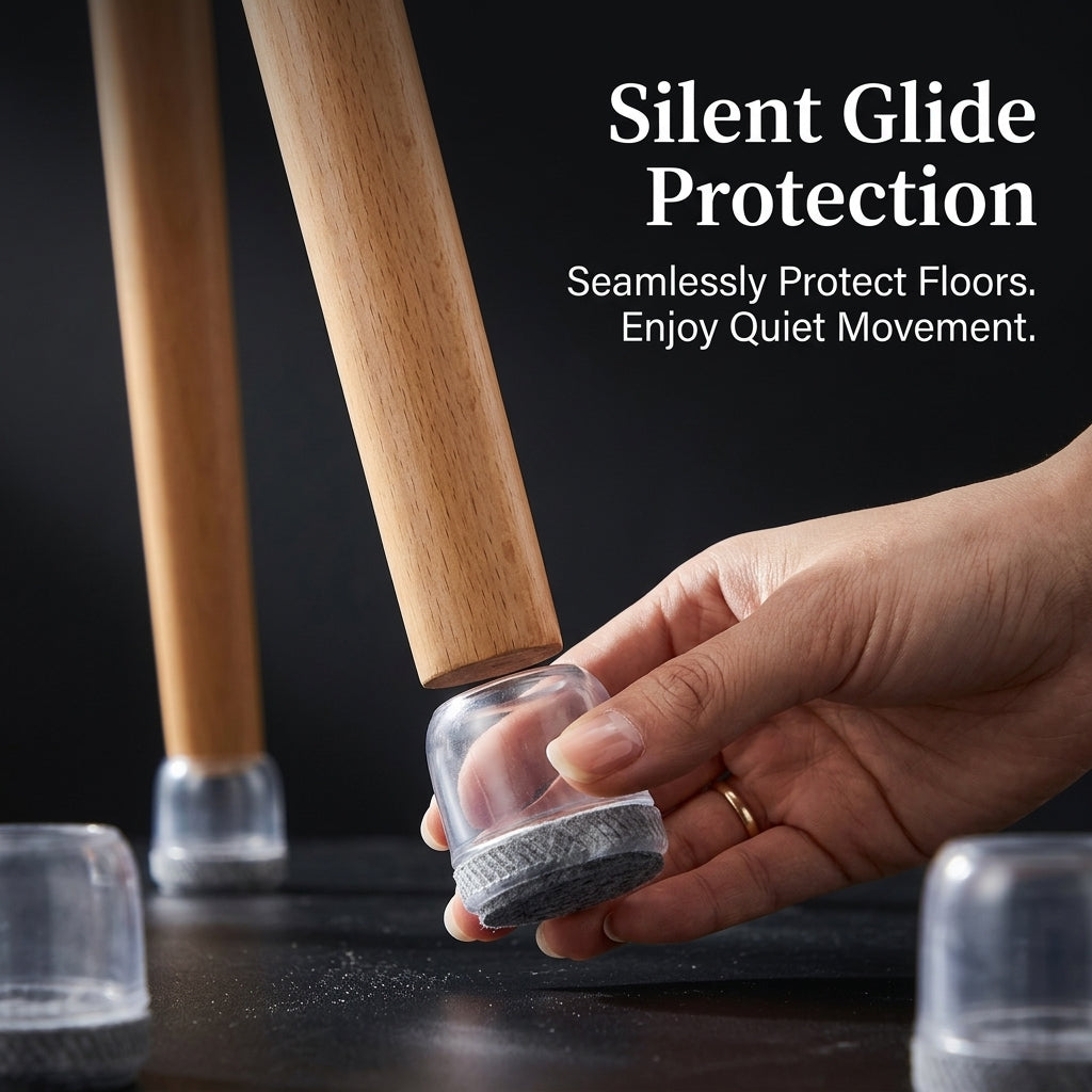 Silicone Chair Leg Floor Protectors Rectangle, Table Leg Covers Anti-Slip for Hardwood Floors, Desk Table Protector for Dining Table Renters