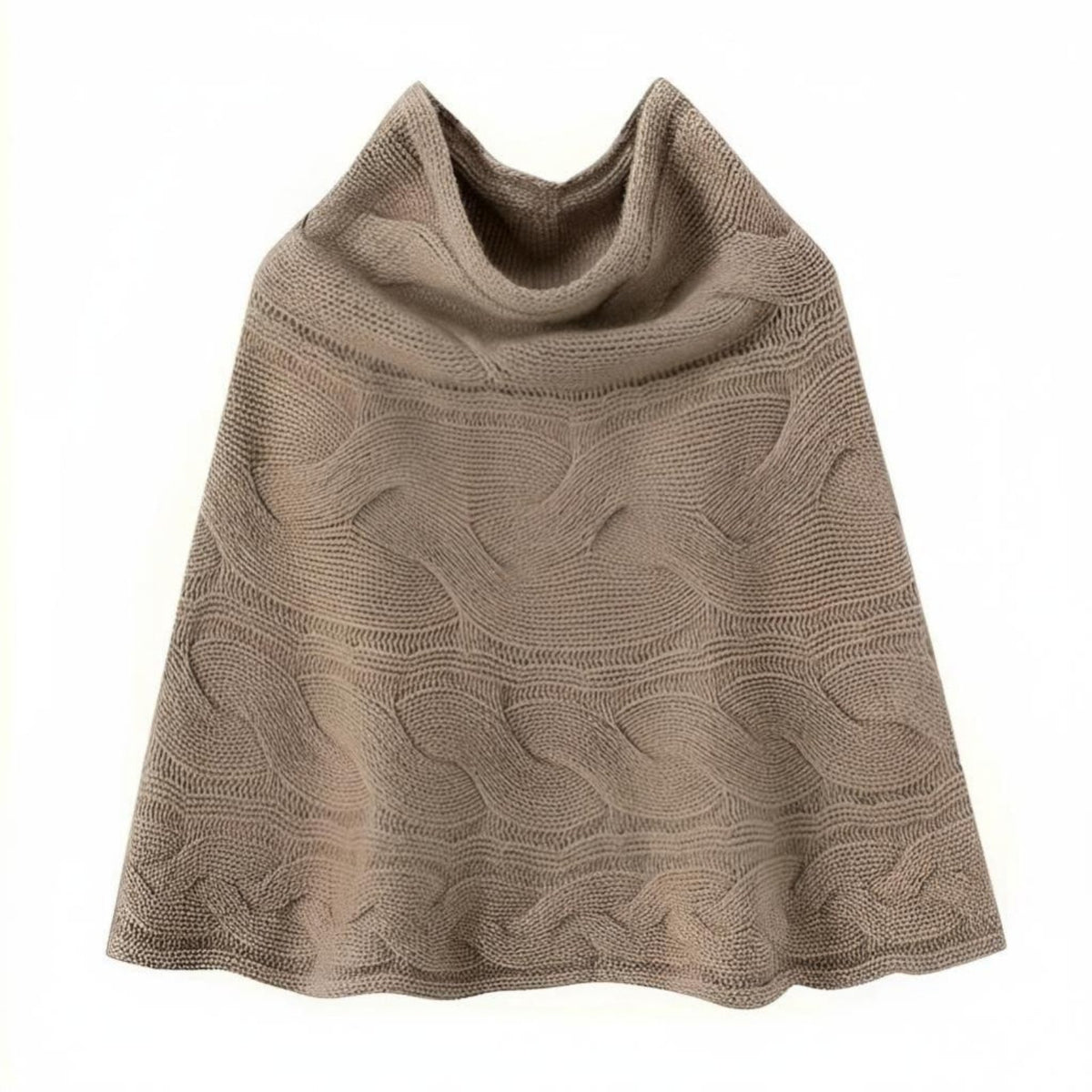Knitted Cashmere Cape, Autumn Winter Thick High Neck Poncho, Unisex Shawl, Fashion Layered Scarf