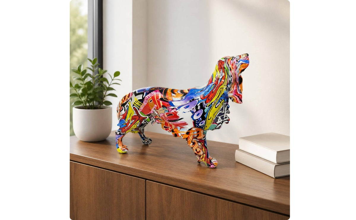 Golden Retriever Figurine Realistic Detail Golden Retriever Statue Resin Material Colorful Dog Sculpture for Housewarming