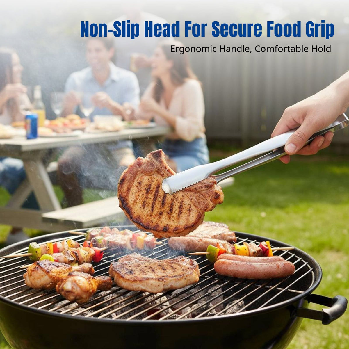 304 Stainless Steel Kitchen Tongs, Korean BBQ Food Tongs, Non-Slip Design, Household Cooking, Steak, Buffet