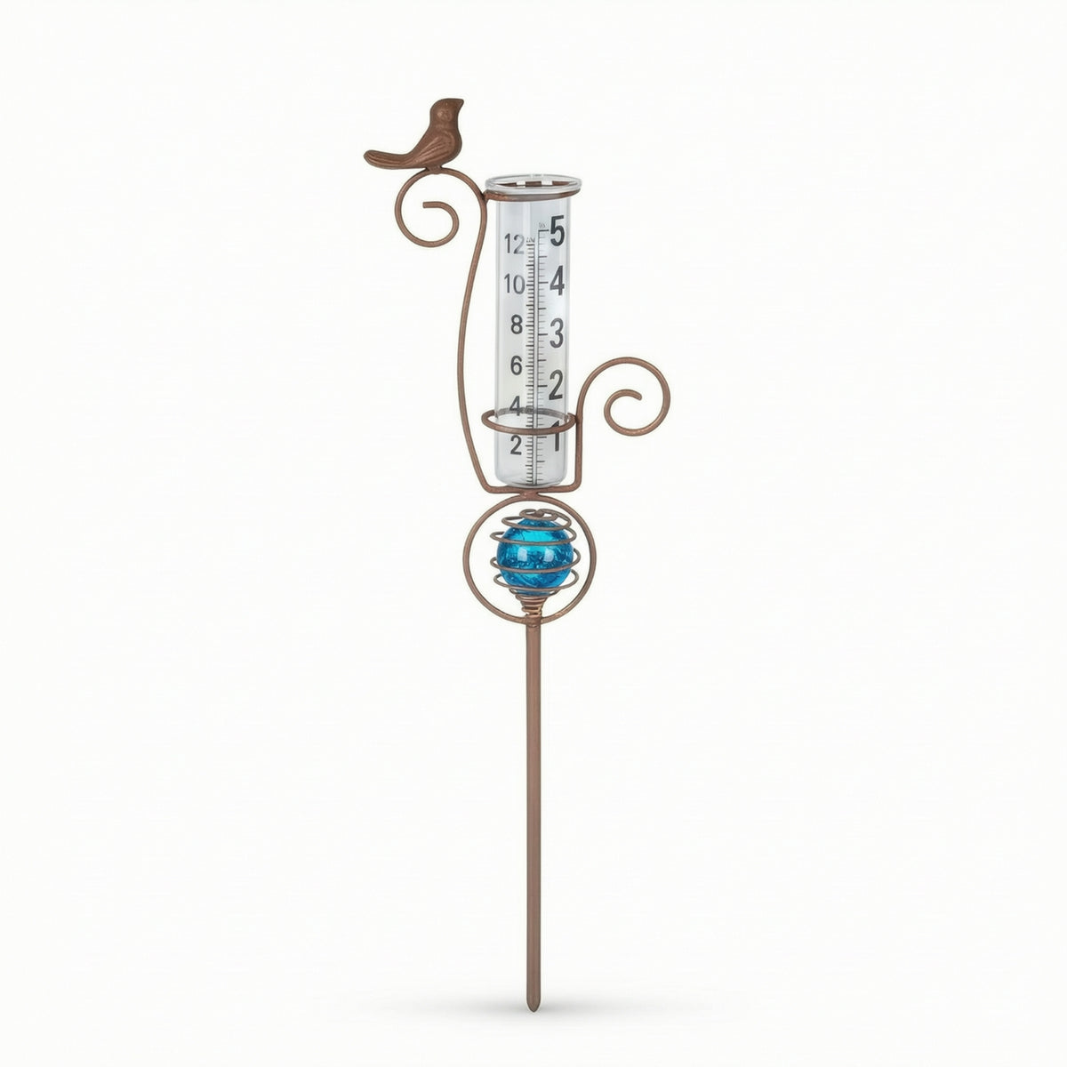Decorative Bird Rain Gauge with Metal Stake Easy to Read Glass Rain Gauge with Metal Stake Attractive Beautiful for Gardeners