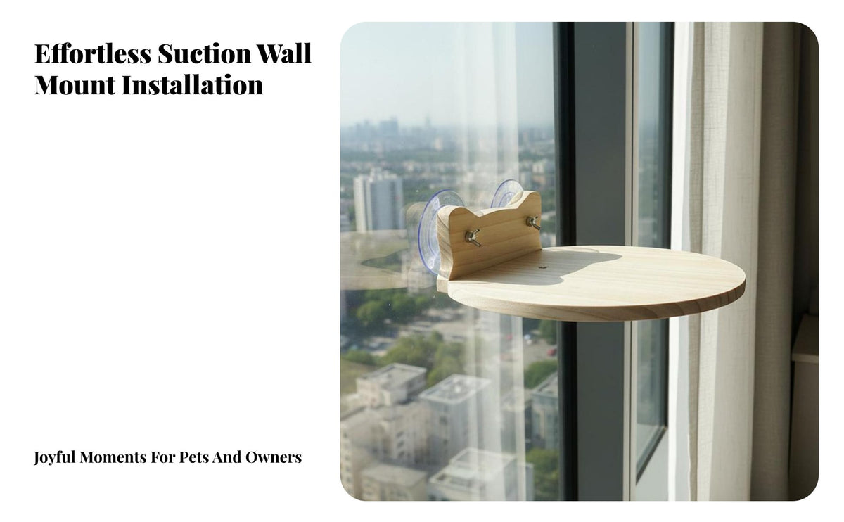 Suction Cup Cat Shelves Screwless Installation Window Mounted Cat Perch Space-Saving Pet Supplies for Apartment Dwellers, Glass Panes