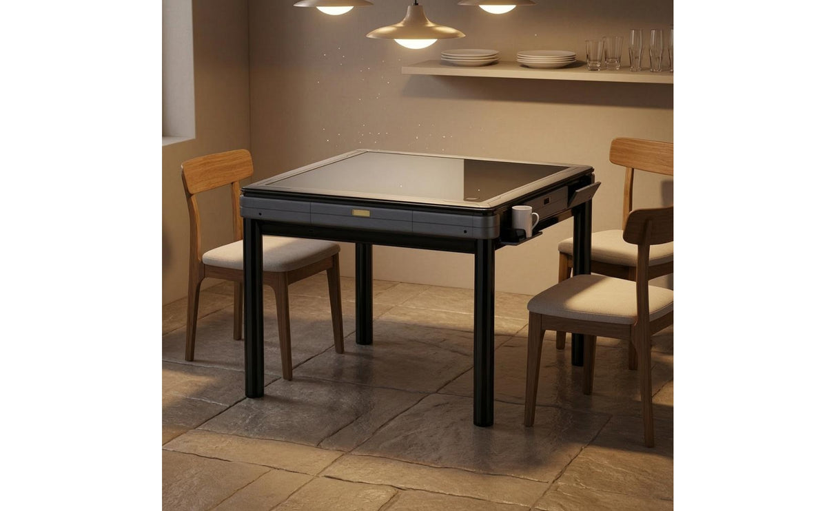 Automatic Mahjong Table Gray Electric Mahjong Table Black Frame Board Game Furniture for Home Use