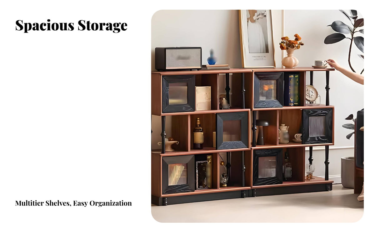 century moderncentury modern-era Modern Design dual-color Display Hutch Vintage evocative Sideboard dual-color contrast visual design Storage Cabinet Adjustable Shelves for Apartment Dwellers, homeowners, Renters, Living Room, Entryway, Kitchen