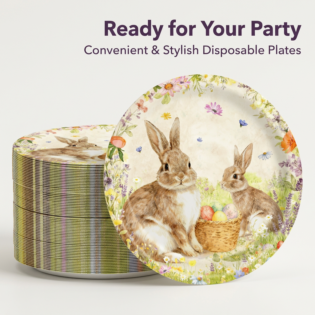 Easter Bunny Tableware Set, Easter Party Plates Cups Napkins, Easter Bunny Table Cover, Spring Celebration Tableware Set, Easter Party Supplies
