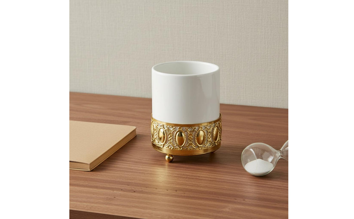 Light Luxury Design Gold Ceramic Vase Elegant Gold Planter Pot Long-Lasting Decorative Tabletop Vase Wear-Resistant for Living Room