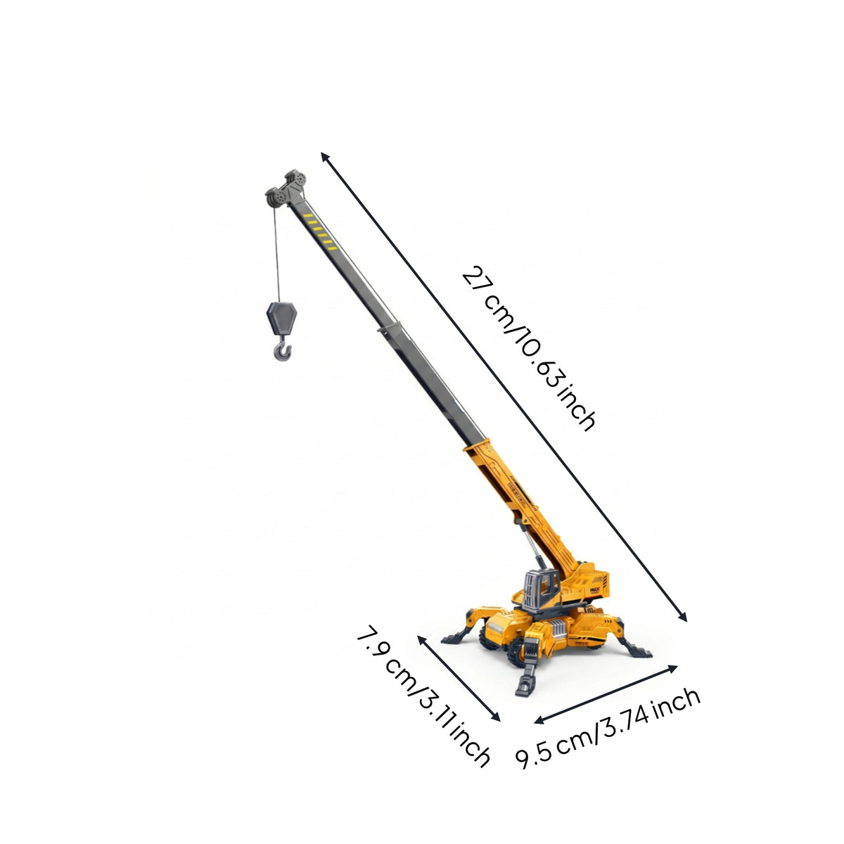 Long Arm Heavy Crane Model Fold-out Legs Crane Toy Model Stable Base Plaything Imaginative Play