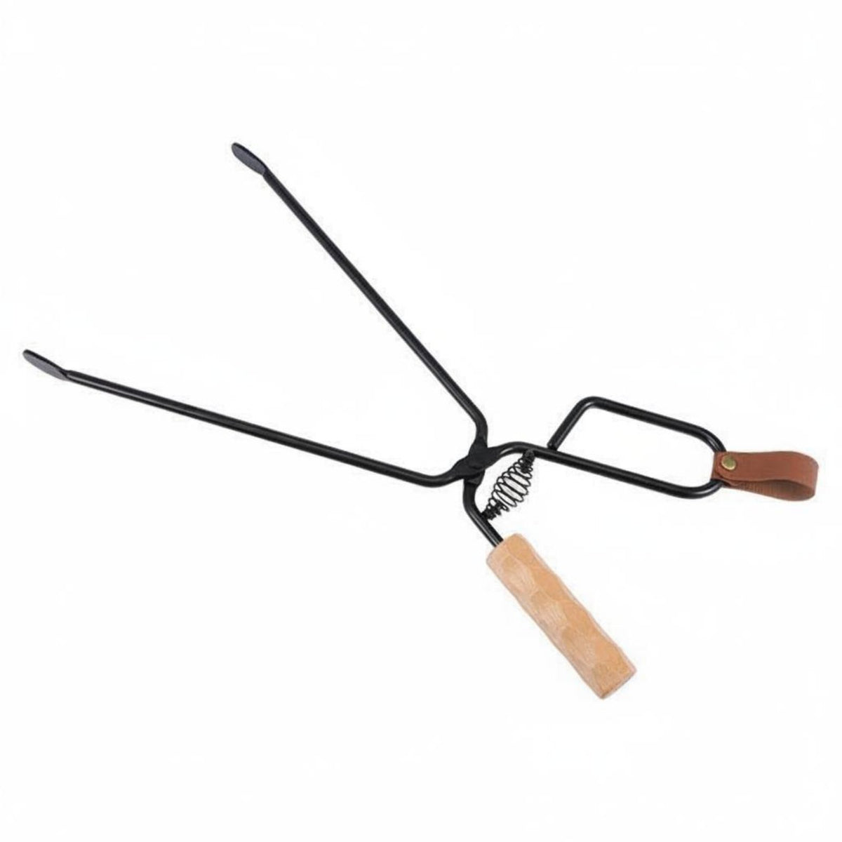 Campfire Fireplace Tongs with Wooden Handle Ergonomic Firewood Tongs Rustproof Firewood Grabber for Barbecue Experts, Campfire