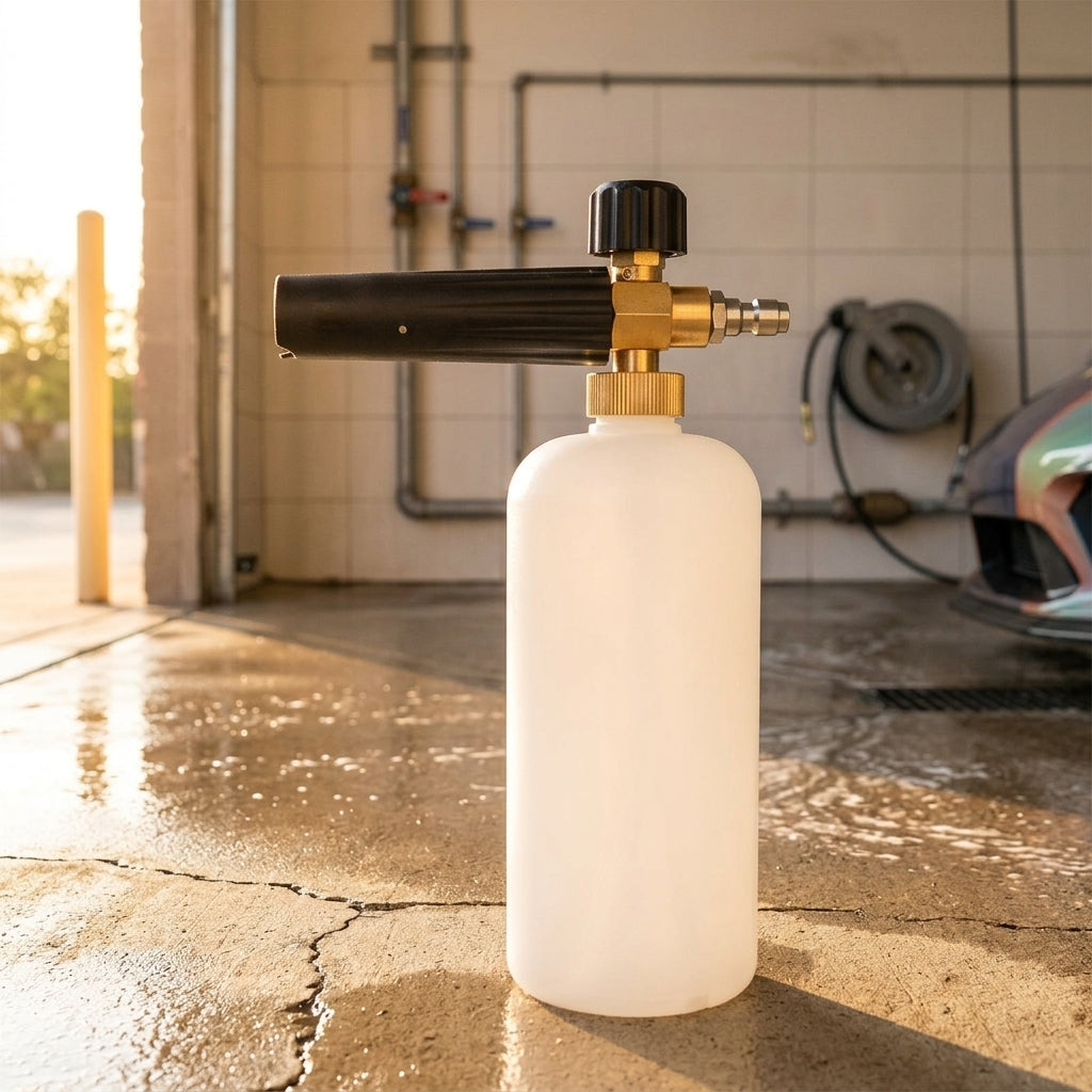 Car Cleaning Foam Sprayer for Professional Wash, Heavy Duty Brass Foam Lance for Detailing, Adjustable Pressure 1L Bottle, High Capacity Tool