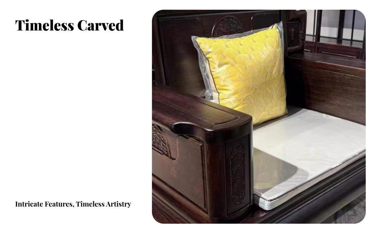 Chinese design Design Ornately Carved Couch set All-Season Use Multi-Piece Couch Set robust Construction Living Room Furniture Sturdy frame for Homeowners, Cultural admirers, Apartment Dwellers, Formal Sitting Area, Reception Hall, Home, Office