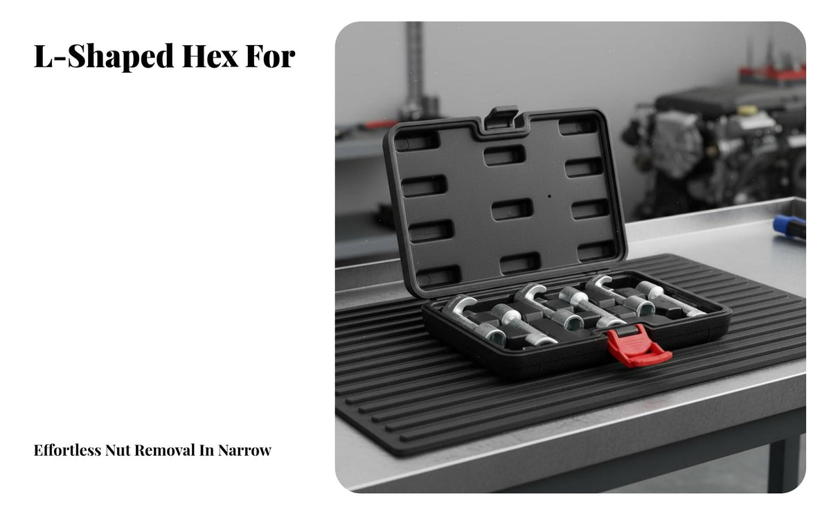 6 Pieces Tight Space Reach Injector Line Socket Set Prevents Rounding Injector Line Wrench Set Heavy Duty for Confined Areas