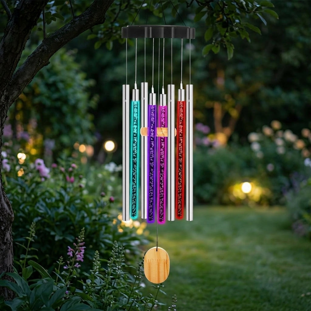 Solar Wind Chime for Outdoor, 750mm Color-Changing Wind Chime for Garden, Waterproof Hanging Decoration for Balcony and Terrace, Atmospheric Lighting