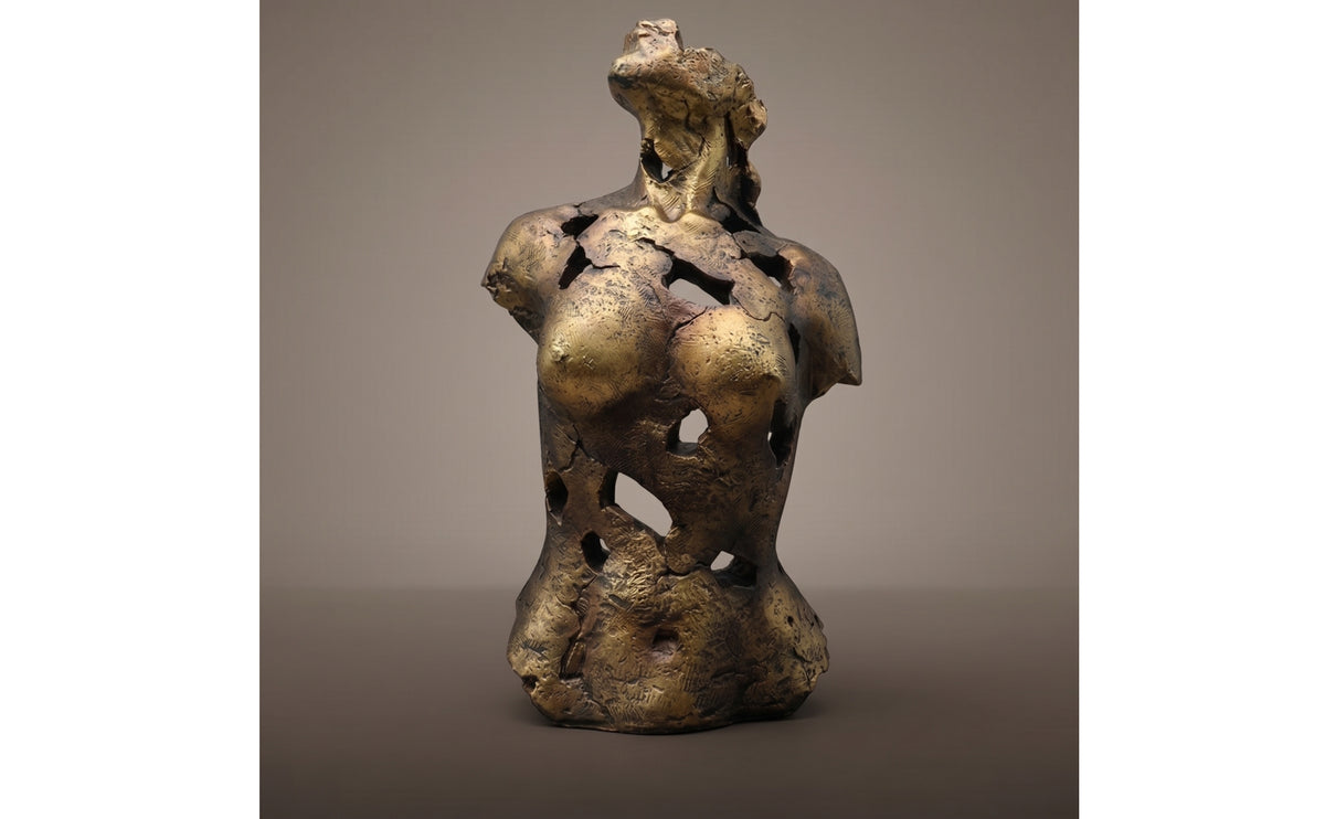 Tabletop Statue Openwork Resin Sculpture with Stable Base Distressed Hollow Torso Statue for Interior Designers, Living Room, Bookshelf, Entryway