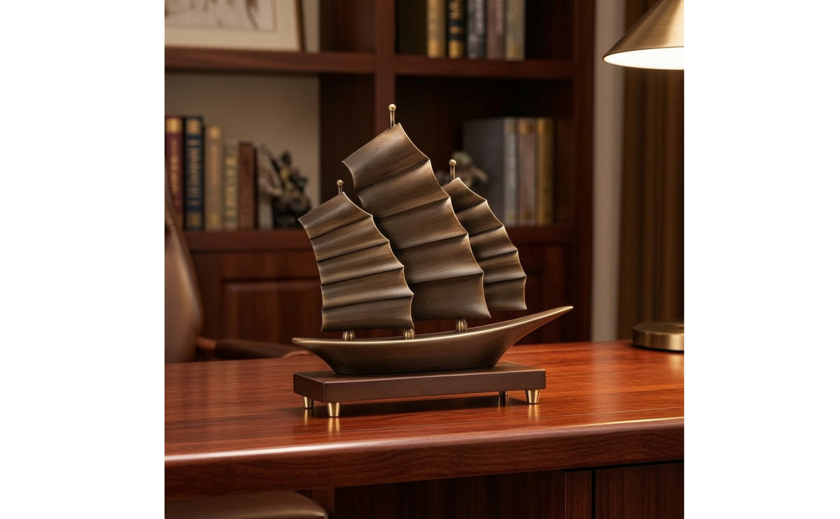 Sailboat Sculpture with Base Nautical Sailboat Sculpture Resin Boat Figurine for Office