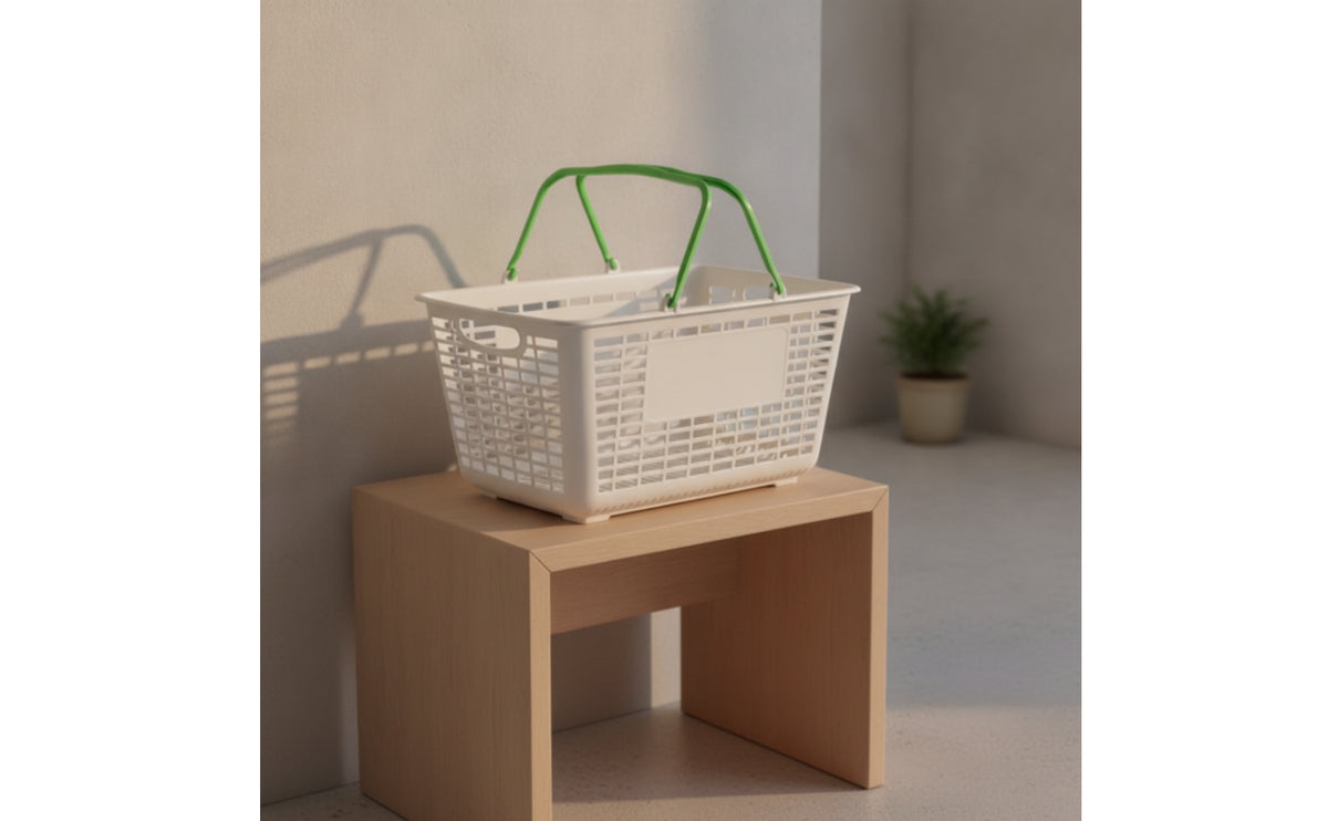 Shopping Basket with Wire Handle Perforated Shopping Basket with Handles Flat-Bottomed for Shoppers