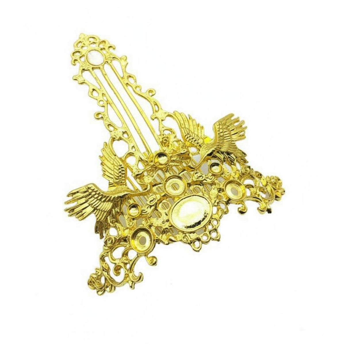 Ancient Design Headdress Material Color-Retaining Alloy Hairpin Base DIY Hair Crown Base Ornate Filigree Crane Hair Comb Finding