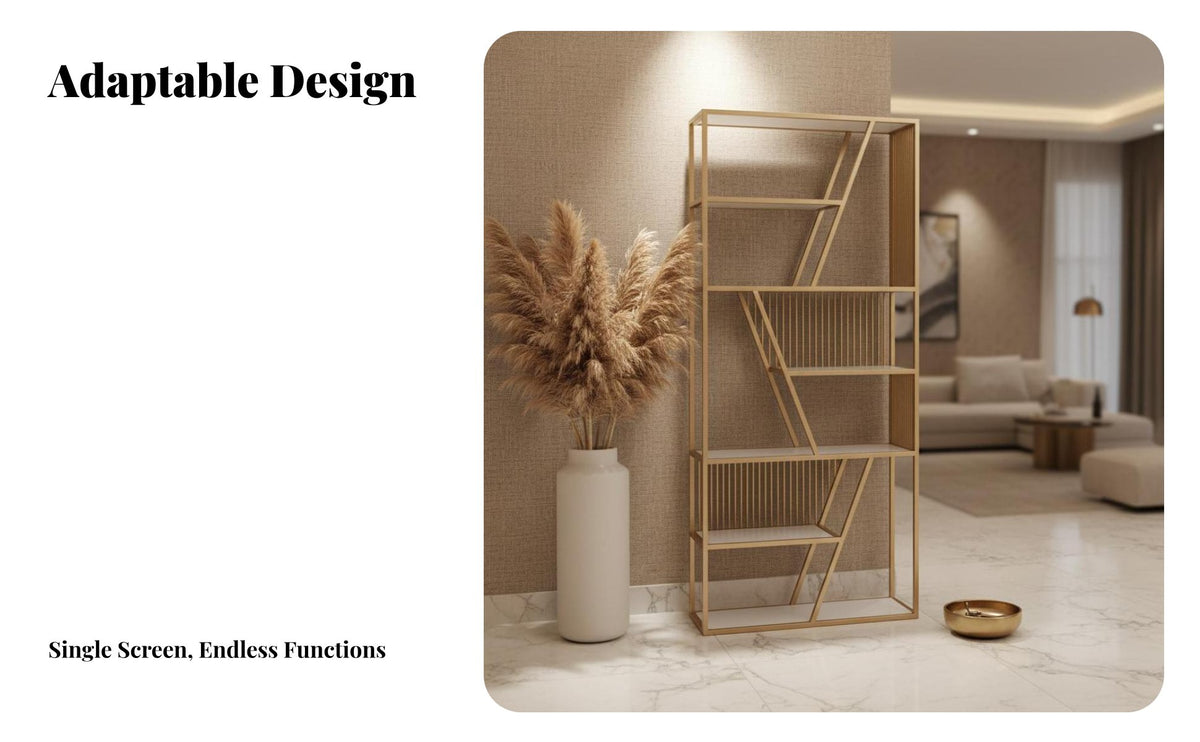 Light Luxury Stylish Multi-Tier accessible shelf single-tier Freestanding Etagere shelf single-tier adaptable Use Room Divider Decorative decoration for Book Lovers, Interior Decorators, Office Workers, Entryway, Study, Bedroom
