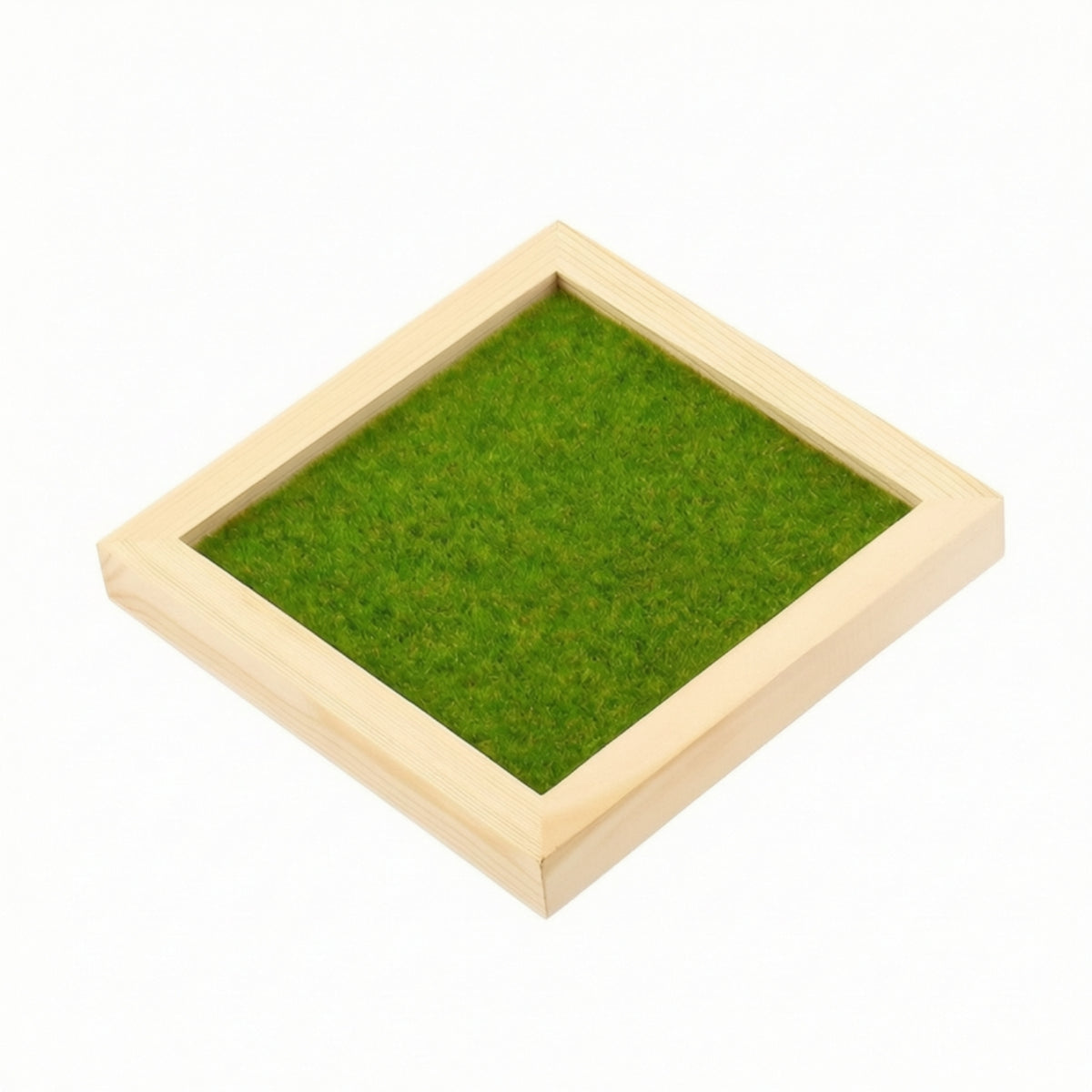 Wooden Base with Grass Wood Miniature Display Base Layered Wooden Scenery Tray for Hobbyists