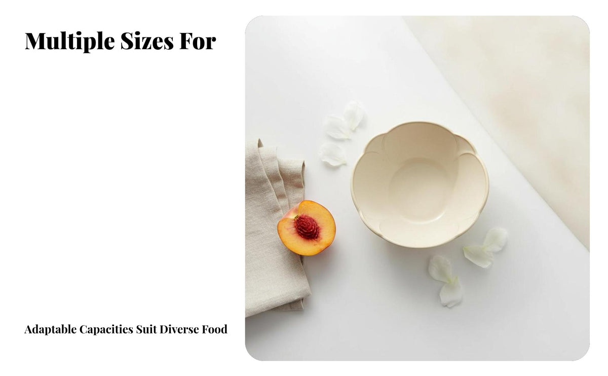Ceramic Lotus Bowl, Cream Tableware, Elegant Soup & Pasta Bowl, Fruit Salad Plate, Home Use, New 2025