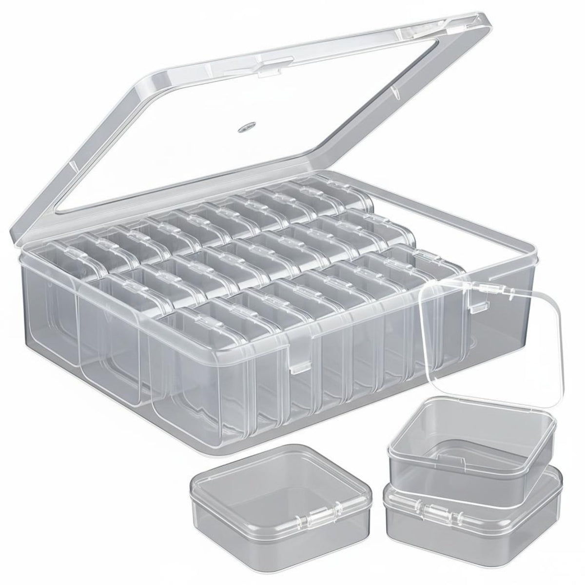Dustproof 30 Compartment Storage Box Portable Bead Organizer Box Lightweight Bead Storage Container Secure Closure for Crafters, Hobbyists, Craft Room, Workshop, Drawer Organization