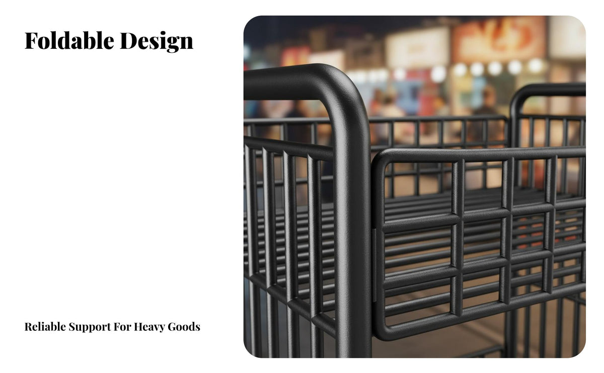 Easy Setup Foldable Street Stall Cart Large Capacity Portable Food Stand Sturdy Construction Portable Market Trolley Heavy Duty for Small Business Owners, Caterers, Event Organizers, Night Markets, Outdoor Events, Temporary Shops, Trade Shows