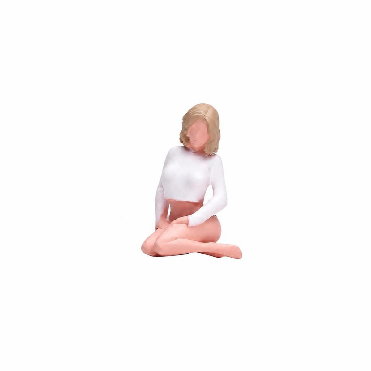 1/64 Scale Hand-Painted Resin Figure of Kneeling Girl in Sweater