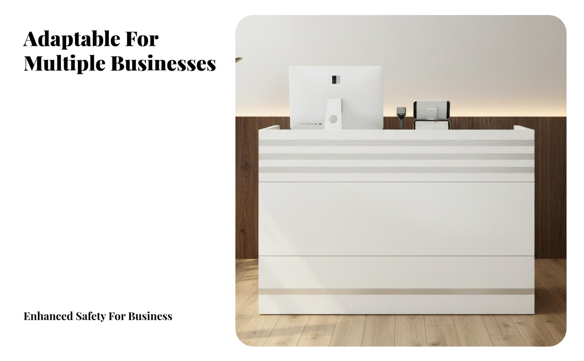 Salon Front Desk Sturdy Materials Modern Reception Desk Scratch Resistant Modern Checkout Counter for Retailers, Business Owners, Clothing Boutique