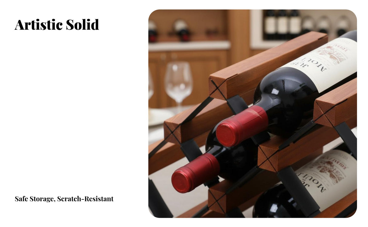 Wooden Vino Rack Elegant Design Solid Wood Vino Shelf Stable Structure Freestanding Bottle Shelf for Gift Present Purchasers, Homeowners, Dining Room