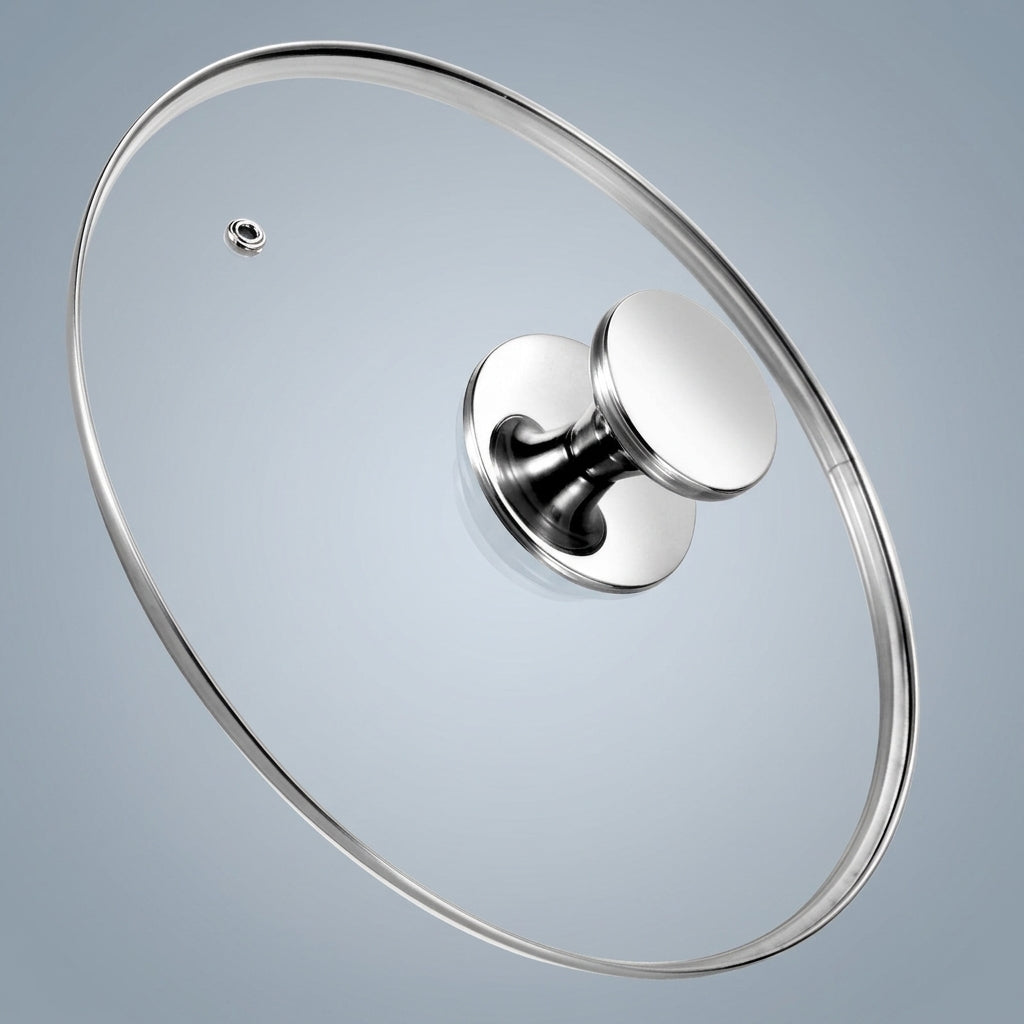 Stainless Steel Pan Lid with Tempered Glass, Universal Frying Pan Lid and Saucepan Lid, Heat Resistant Pot Lid or Wok Lid, Sizes from 20-36cm
