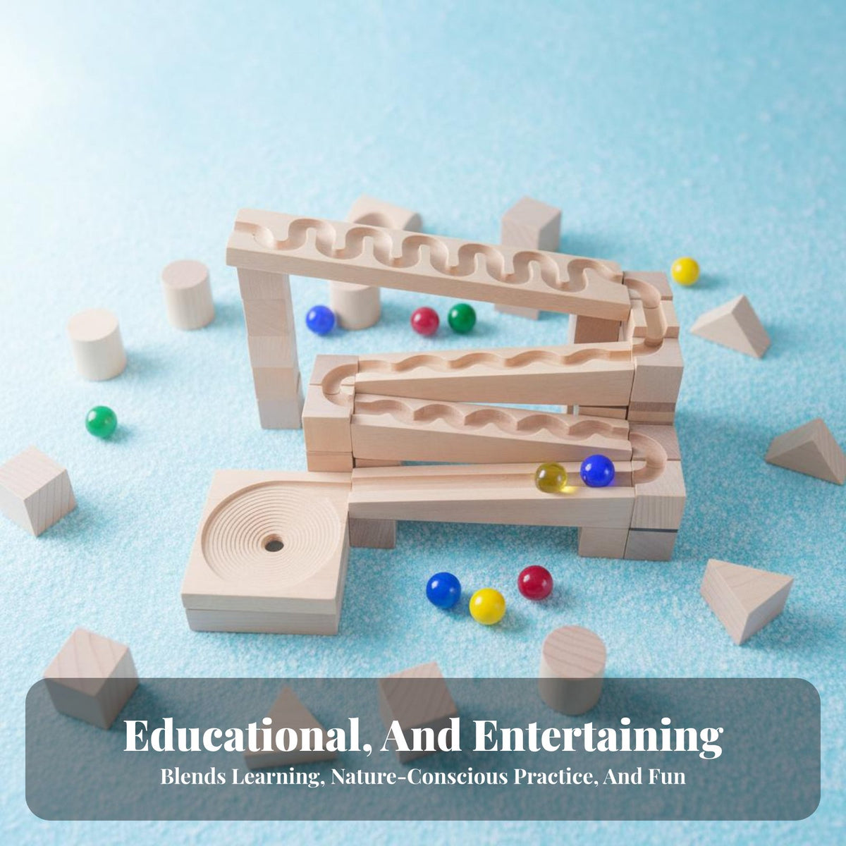 40 Pieces Educational Wooden Marble Run Set Unrestricted-Ended Play Wooden Marble Run Endless Configurations for Children, Toddlers