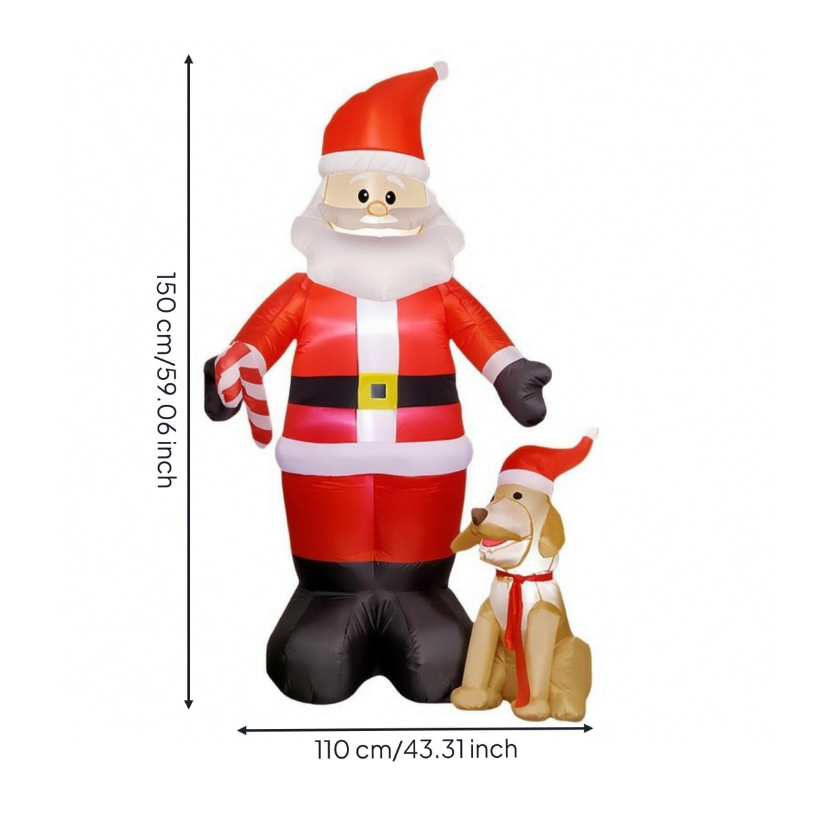 Weather-Resistant Christmas Inflatable with Dog Festive Christmas Inflatable Decoration Whimsical Ornament Funny for Yard