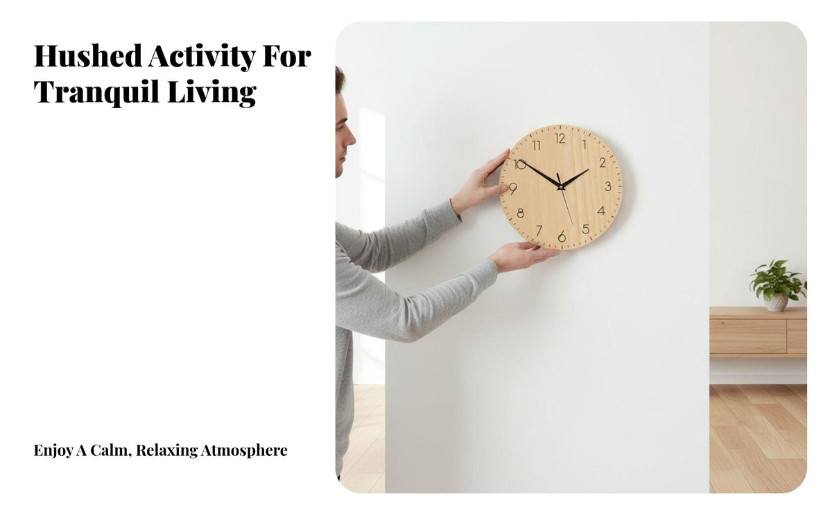 10 Inch Wood Grain Clock Non-Ticking Nordic Design Silent Clock Easy for Living Room, Bedroom, Kitchen