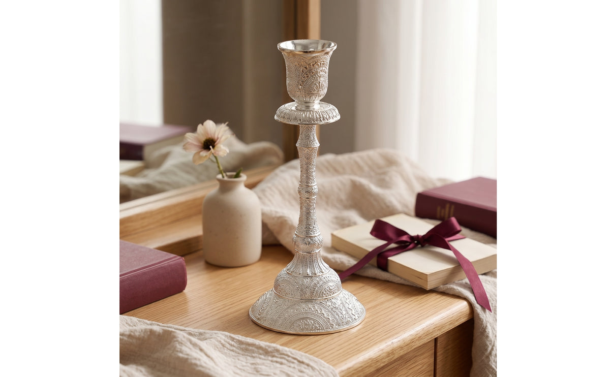 Embossed Taper Candle Holder Slender Candlestick Holder Elegant Candle Stand Vintage for Dinner Party