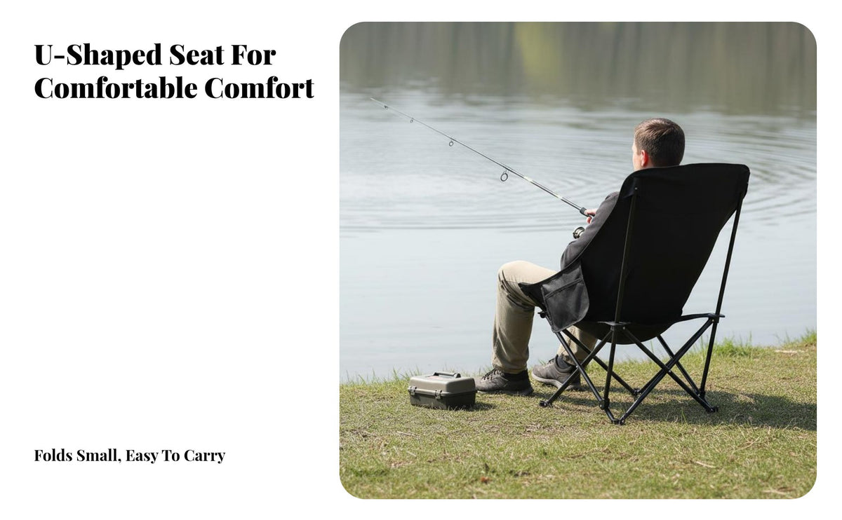 extremely lightweight Highrear Moon Chair Collapsible Frame Highrear spinepacking Chair sturdy Construction Portable Seating Includes Carry Bag for Campers, outdoor mealkers, Camping, Fishing, outdoor meals, Hiking
