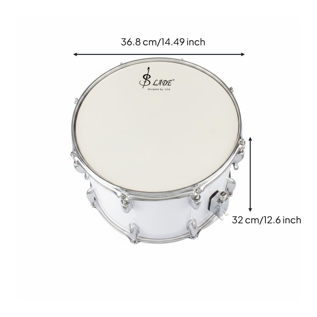 Adjustable Shoulder Strap 14 Inch Marching Drum Bright Resonant Tone Marching Snare Drum