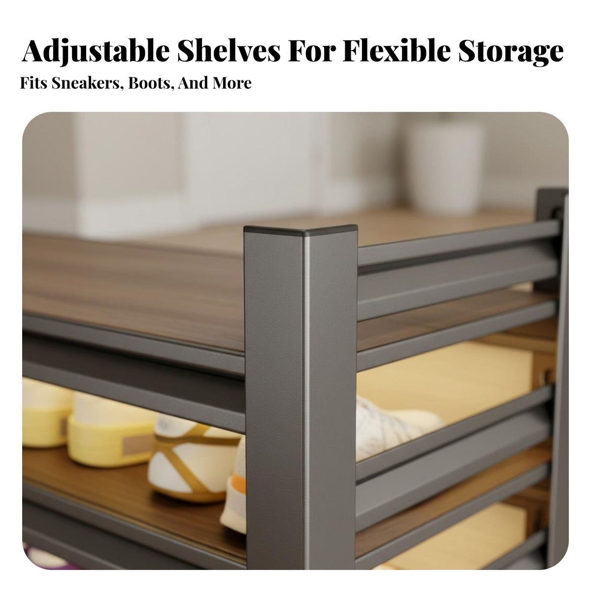 Sturdy Multi-Tier Steel Shoe Rack Space-Saving Metal Shoe Rack Heavy Duty Large Capacity for Families, Homeowners, Hallway, Small Areas, Mudroom, Bedroom