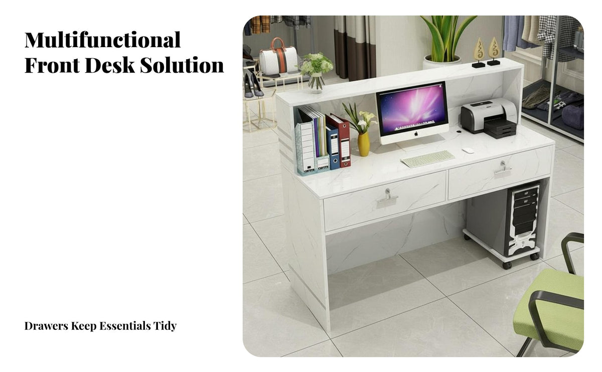 Sturdy & Long-Lasting Payment Ier Checkout Counter Spacious Countertop Checkout Counter Table Thickened Panels Small Shop Front Desk Easy to Clean for Receptionists, Shopkeepers, Office Managers, Retail Shop, Lobby