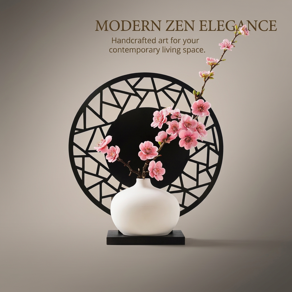 Handcrafted Ceramic Vase Decor, Plum Blossom Tabletop Decor, Realistic Artificial Flowers, Modern Artistic Flair