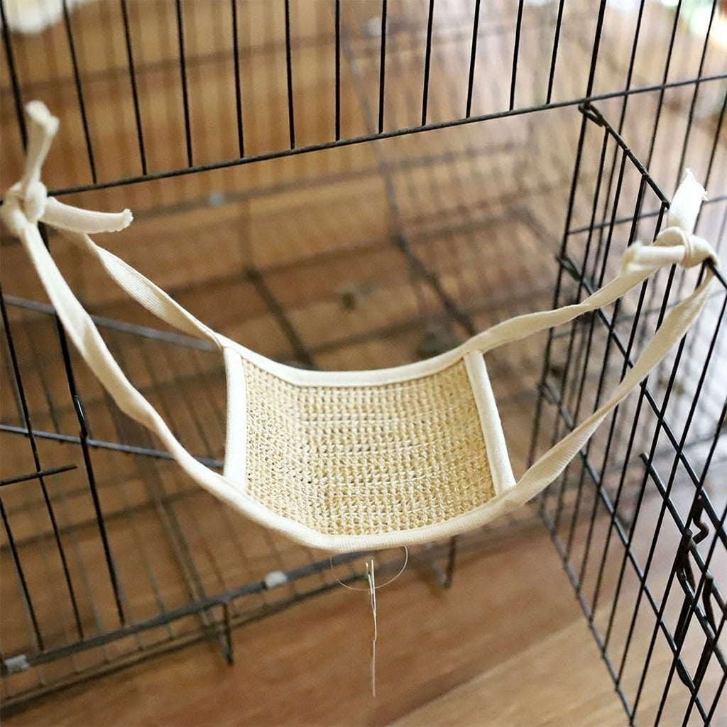 Woven Hamster Hammock, Hanging Hammock for Hamsters with 25cm Hanging Rope, Chewable Bed for Small Animals