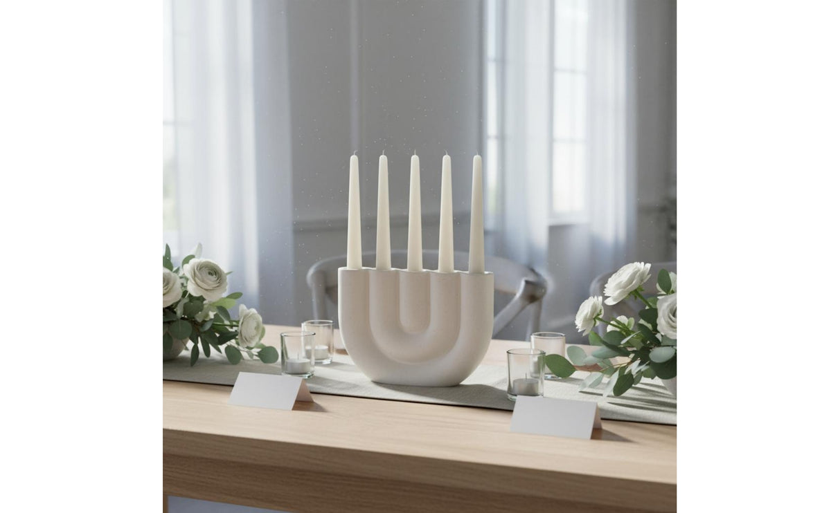 32 Pieces Table Centerpiece White Ceramic Candle Holder Gift Idea Nordic Candle Stand Sturdy Base for Festival