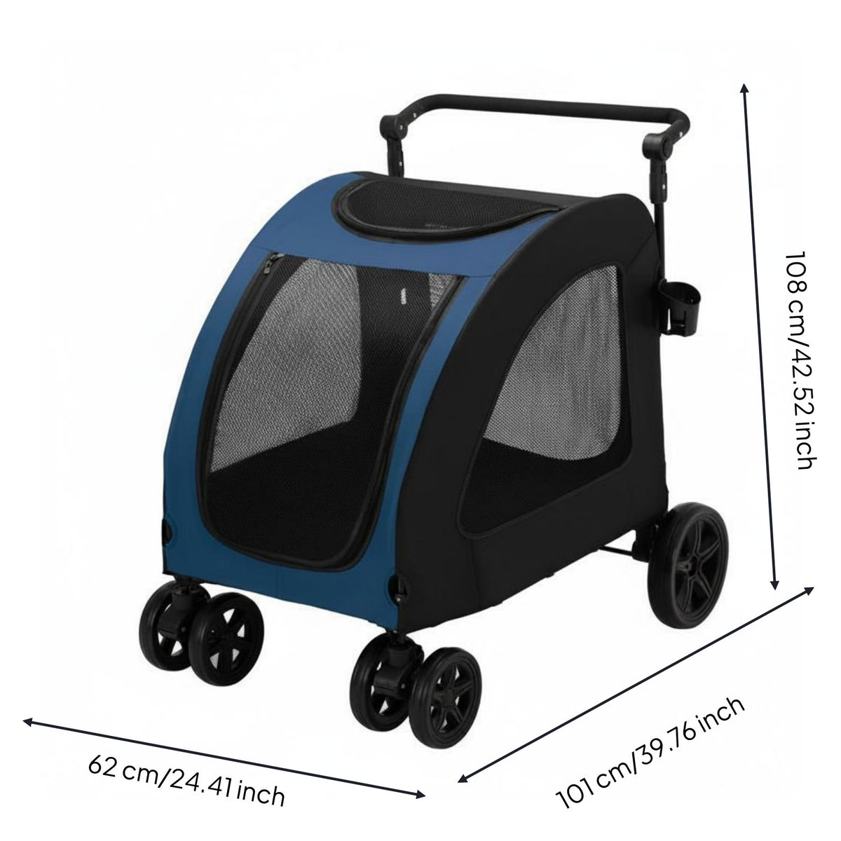 Lightweight Foldable Dog Stroller Portable Feline Stroller Large Size for Medium Dogs, Outdoor Walks, Travel, Park
