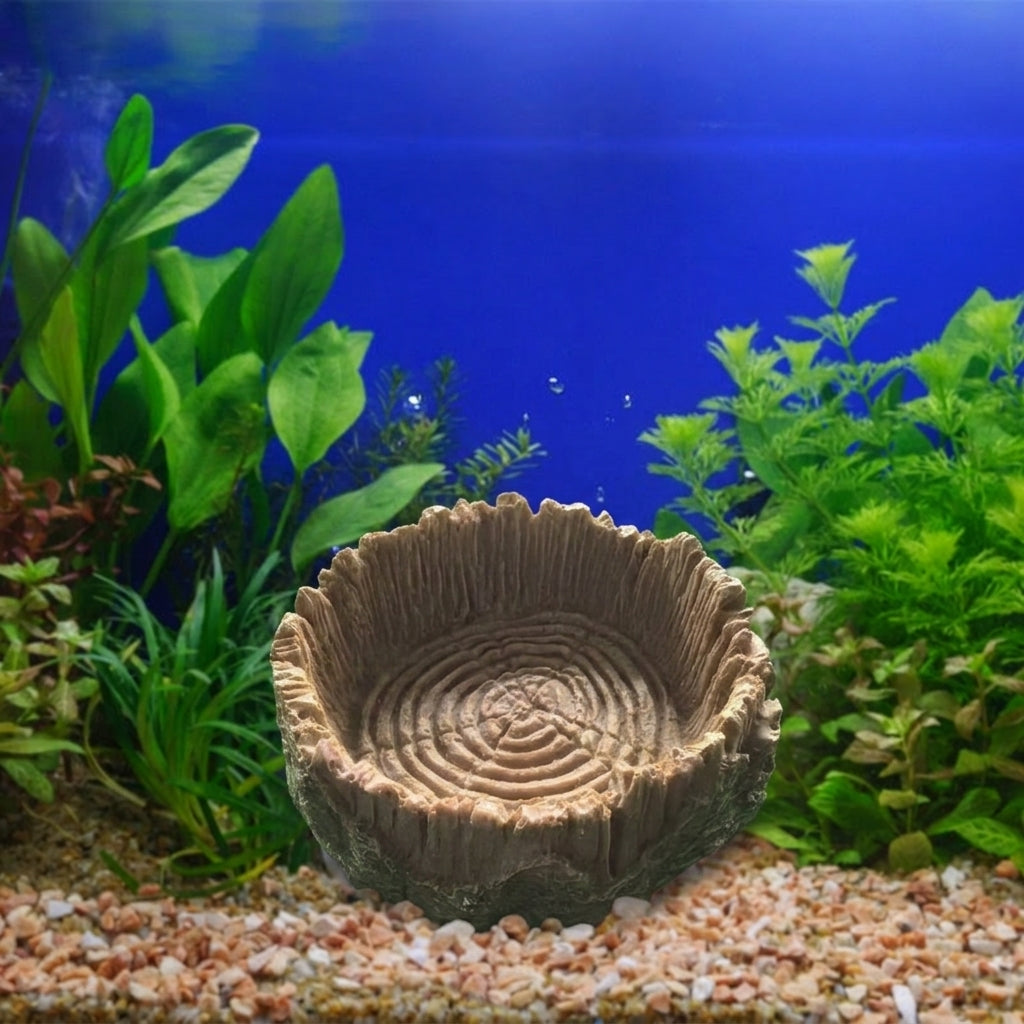 Snake Accessories for Vivarium Resin Tree Stump, Tip Resistant Stump Food Bowl, Aquarium Caves and Hides for Fish, Shrimp and Small Reptiles