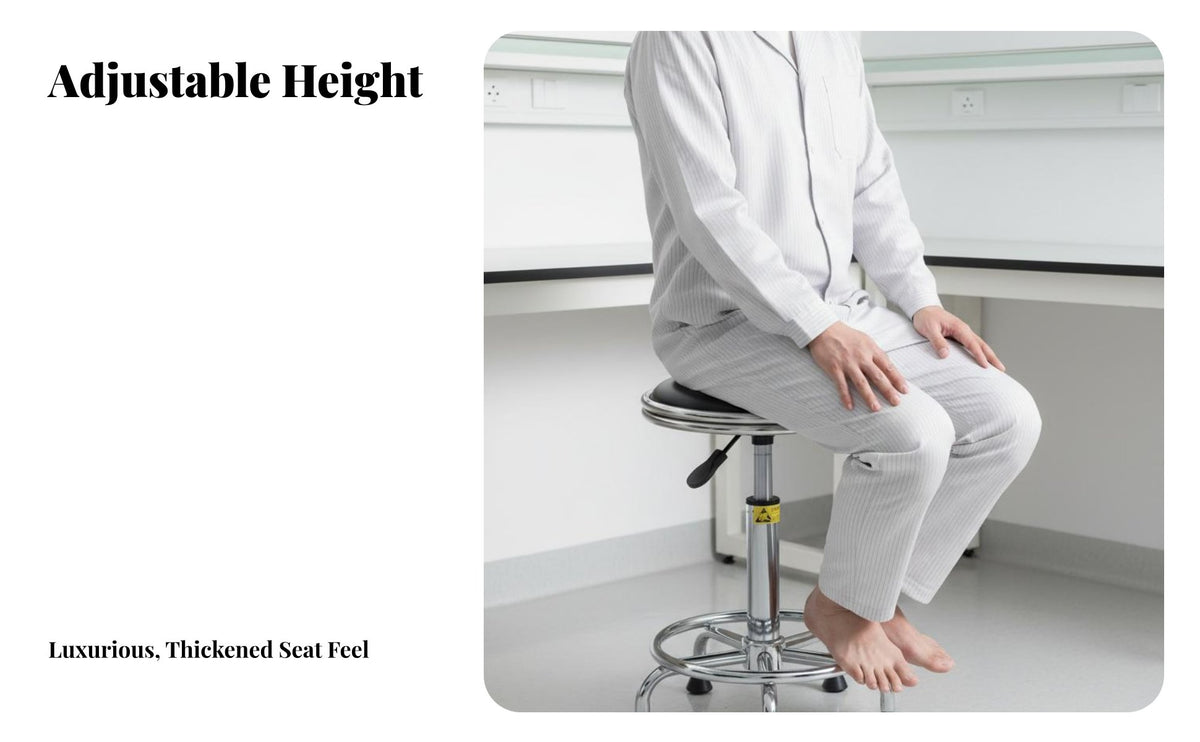 Anti Lab Stool Certified Gas Lift Adjustable Height Rolling Stool Thick Cushi Single D Seat Swivel Chair for Factory Workers