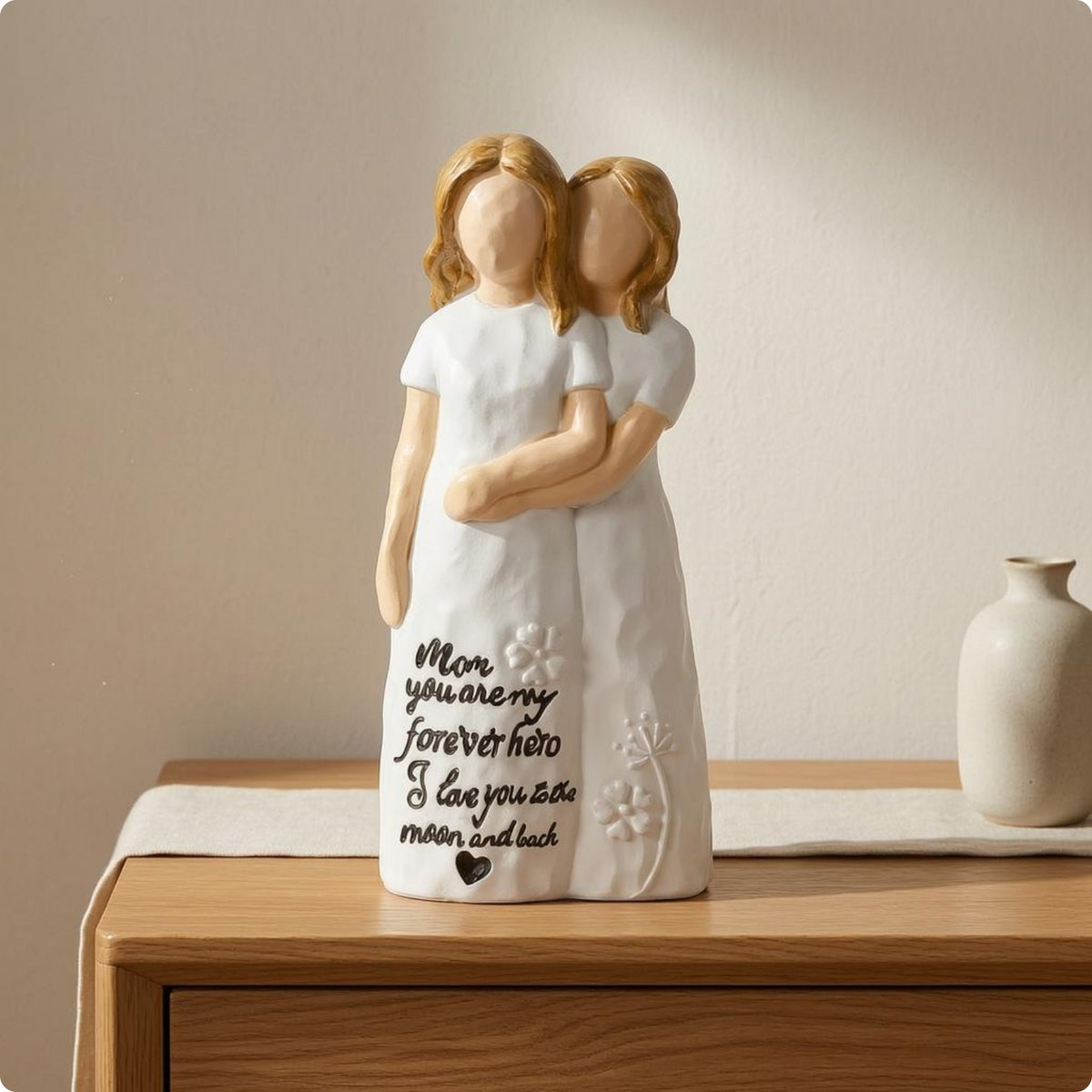 Faceless Design Hand-Painted Resin Figurine Glossy Finish Inspirational Figurine Statue Floral Details Couple Statue Tabletop