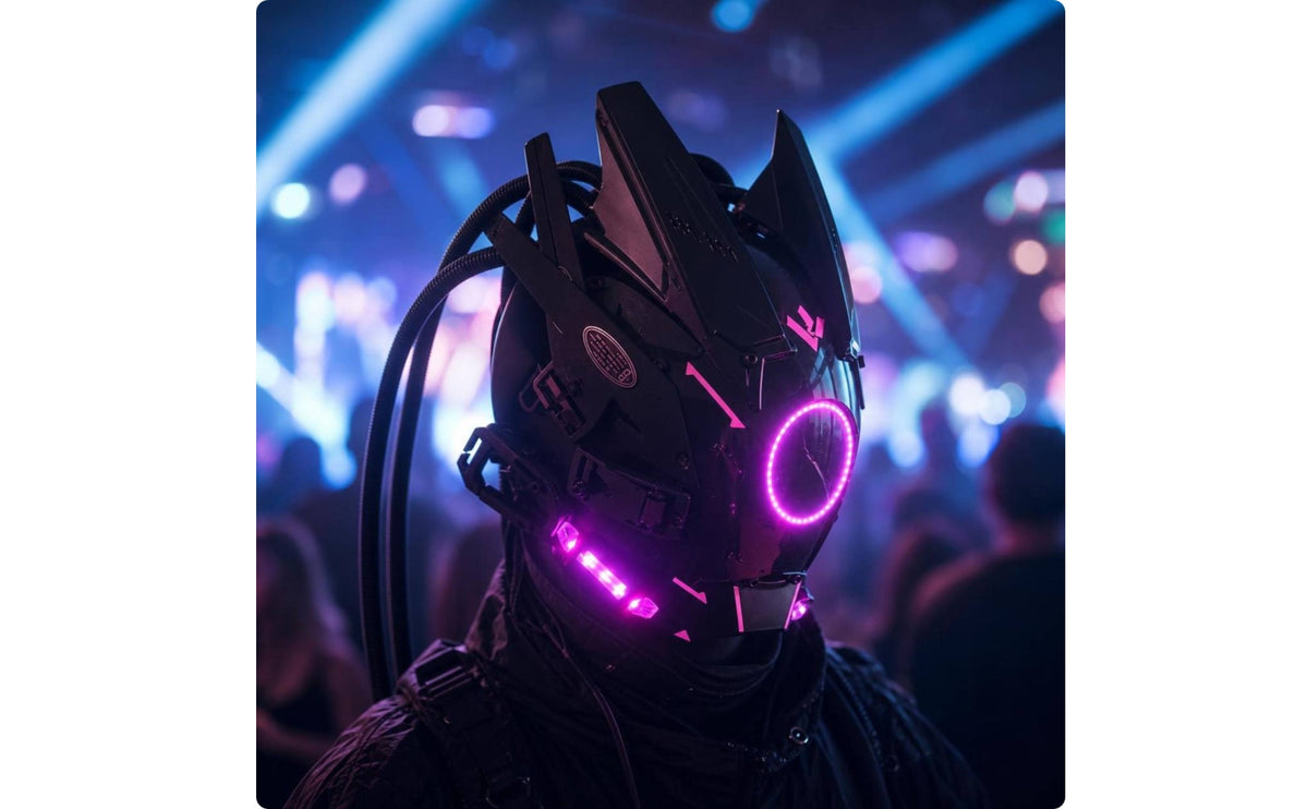 Cosplay Helmet Faceplate with LED | Light-up, edgy Helmet faceplate, for Halloween