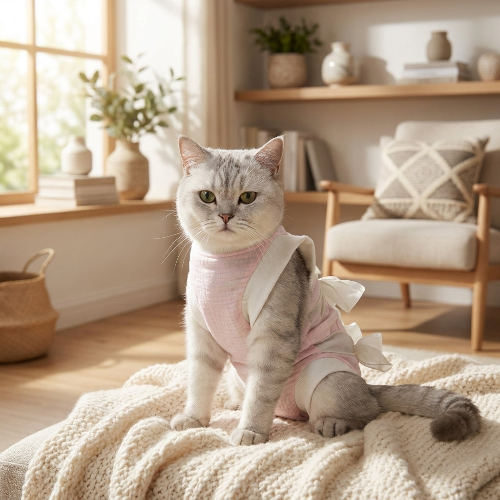 Cat Recovery Suit Post Surgery for Unisex Adult or Kitten, Fastener Closure Suit Post Op, Anti-Lick and Anti-Scratch Casual Style Other Material