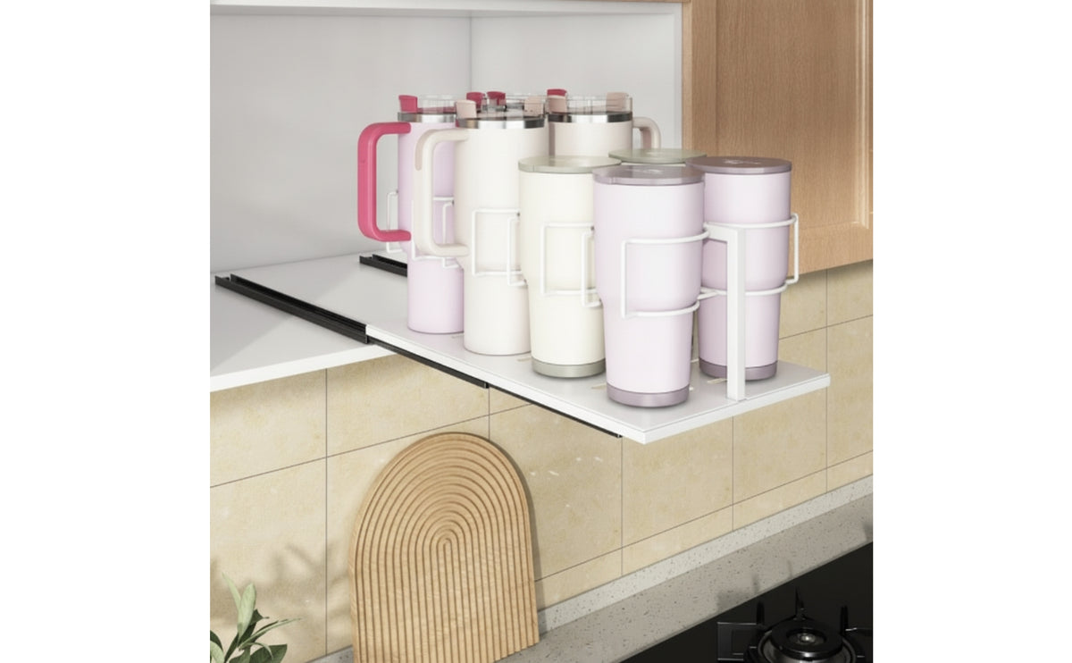 1 Piece Tumbler Organizer Cup Holder Organizer Cup Organizer Cabinet Rack Storage Rack Slide-out Rail Metal Support Frame Suitable for Kitchen Cabinet Organization