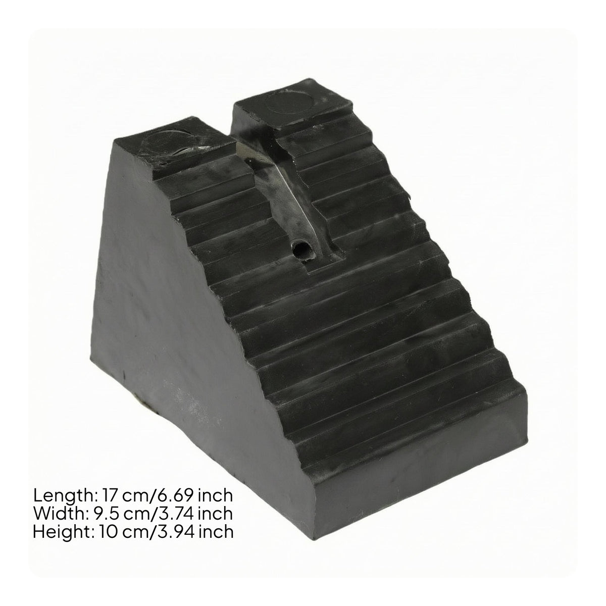 Ribbed Top Rubber Wheel Chock Single-Piece Molded Tire Block Black Inclined Wheel Stop Compact