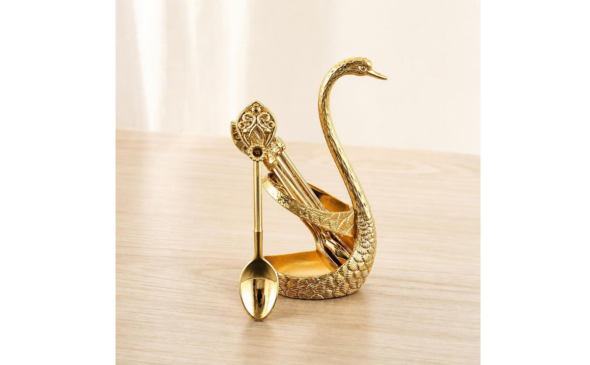 European Style Swan Dessert Spoon Set with Light Luxury Design