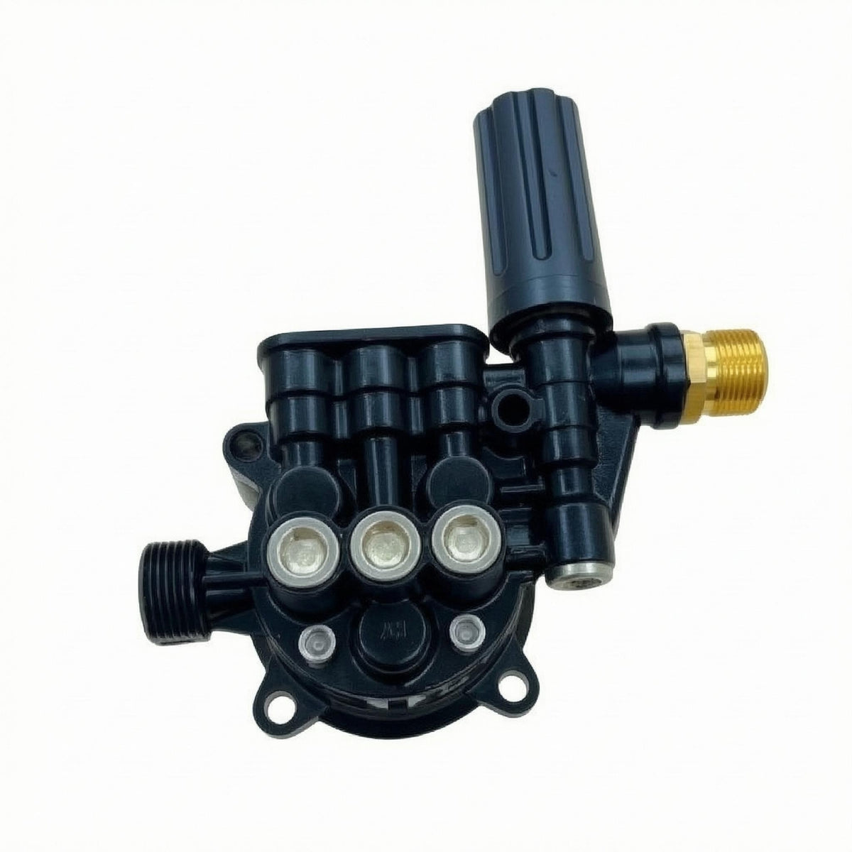 Multiple Connection Ports 12 Mm Stem-Clamp Pump Head Threaded Metal Outlet Pressure-Regulating Pump Head Adjustment Knob Car Washer Part Mounting Ears